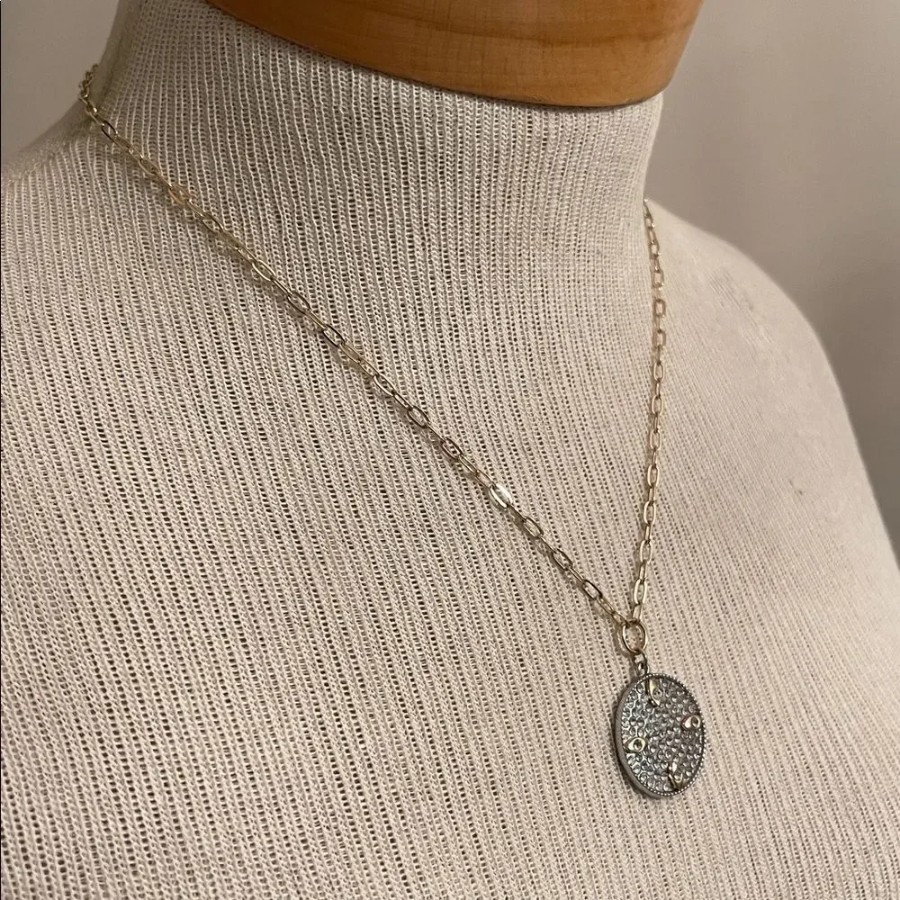 Park Lane Lennox Necklace Crystal Pave Round Pendant Necklace - Two-tone Jewelry